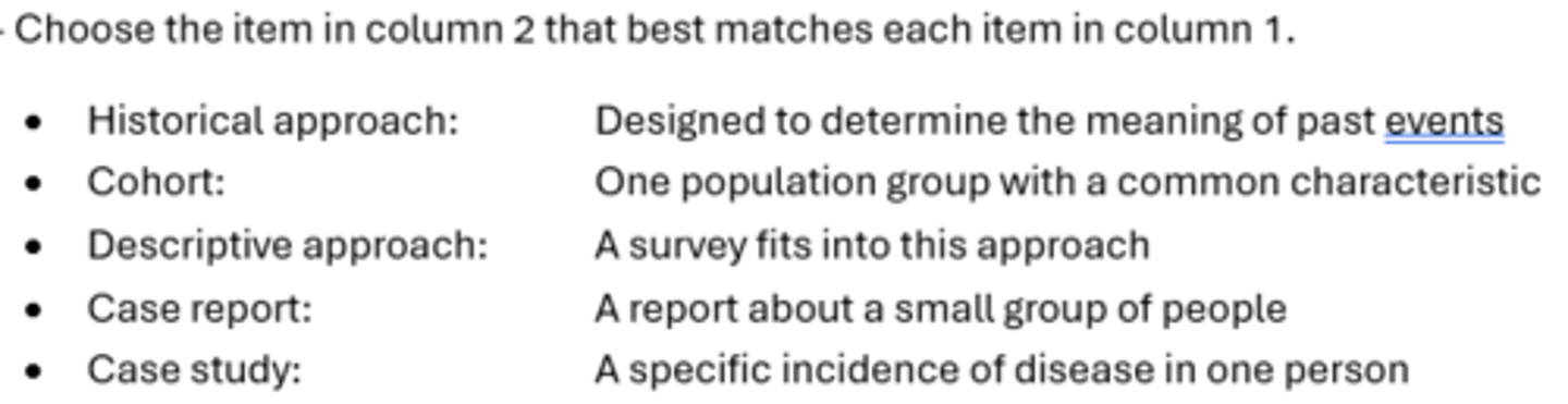 <p>descriptive approach</p><p>3 multiple choice options</p>