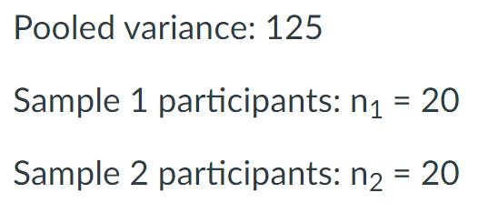 <p><span>Suppose that for an independent-measures study, you have the following data (look at attached image).</span></p><p><span>What is the estimated standard error for the independent-measures <em>t</em>-test? Carry your answer to the second decimal place.</span></p>