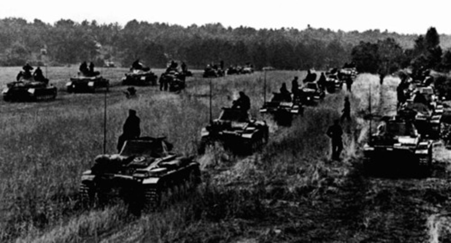 <p>it was Germany's lightning war (consist of constantly attacking)</p>