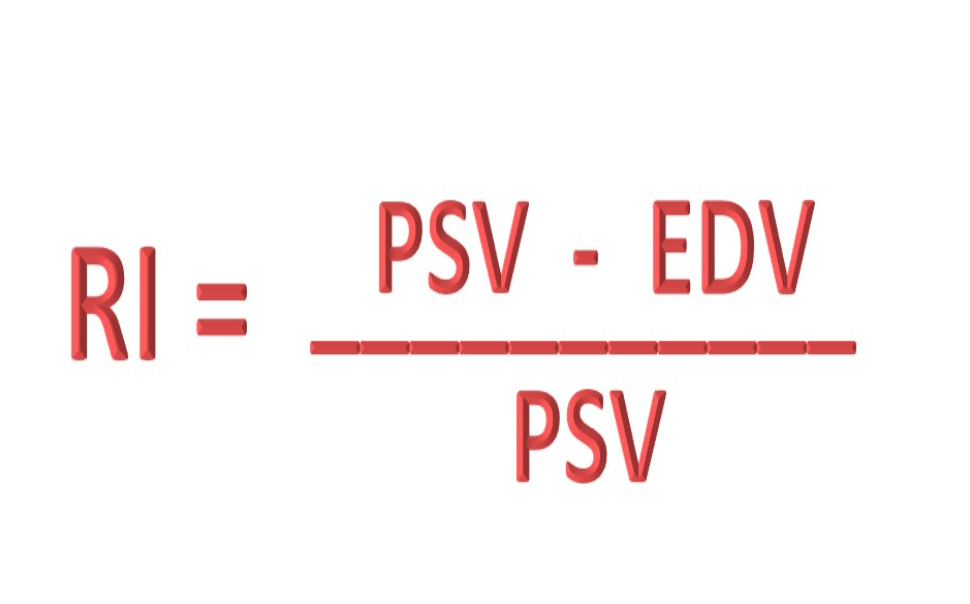 <p>RI = PSV - EDV / PSV </p>
