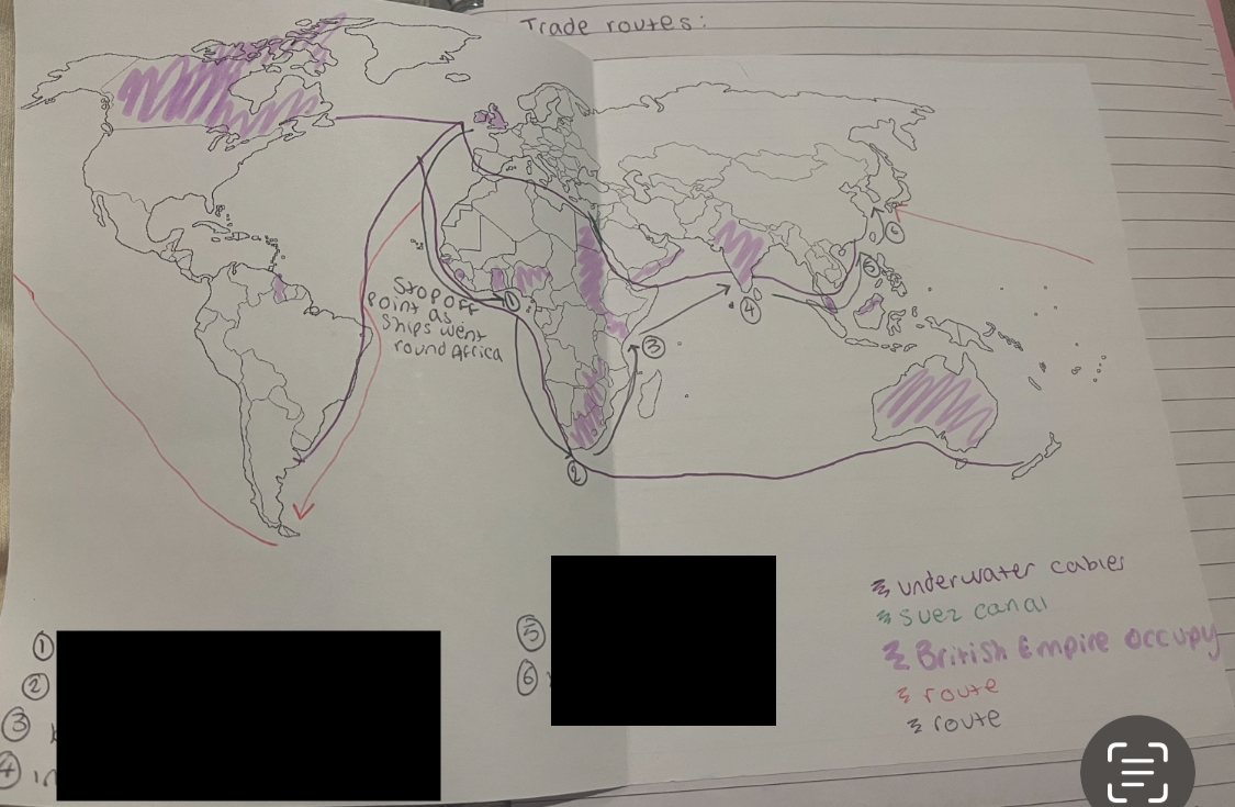 <p>what are the trade route stop off points</p>