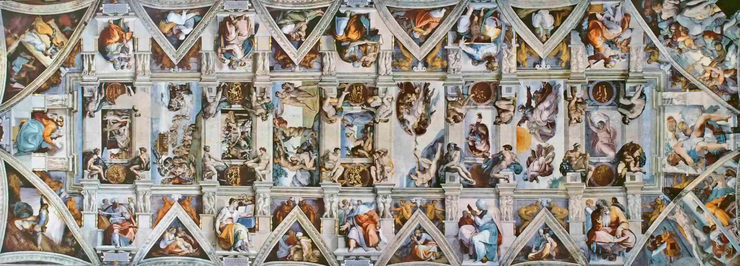 <p>Michelangelo, Ceiling of the Sistine Chapel, 1508-12, fresco (Vatican, Rome)</p><p></p><p>What are the piece’s form, function, content, and context?</p>