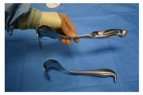 <p>Nickname: Abdominal Retractor</p><p>Use: Retracts multiple layers of tissue </p><p>Features: Hollow handle, curved, rounded winged tip</p>
