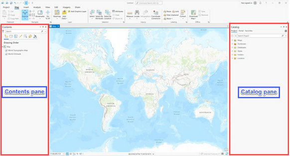 <p>Contents Pane and Catalog Pane</p>