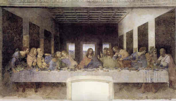 <p>leonardo davinci, ca. 1494-1498 CE, tempera on plaster </p>