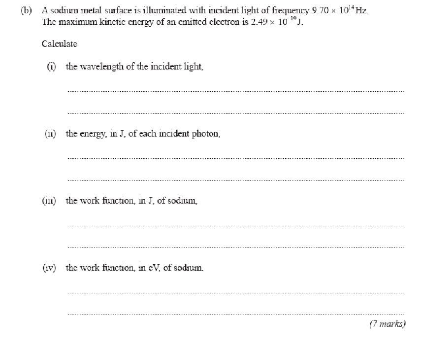 <p>7 marker on photoelectric effect</p>