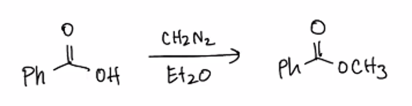 <p>diazomethane, ether</p>