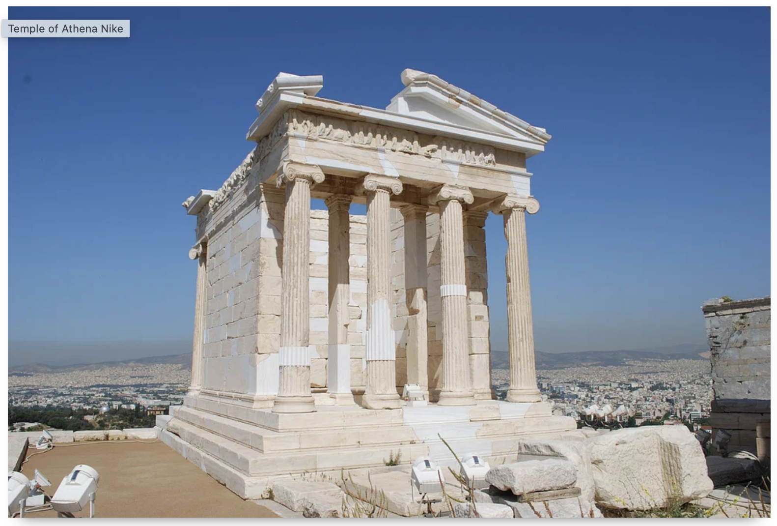 <p>Temple of Athena Nike </p><ul><li><p>High Classical Greek </p></li><li><p>c. 421 ~ 405 BCE </p></li><li><p>marble</p></li></ul><p></p>