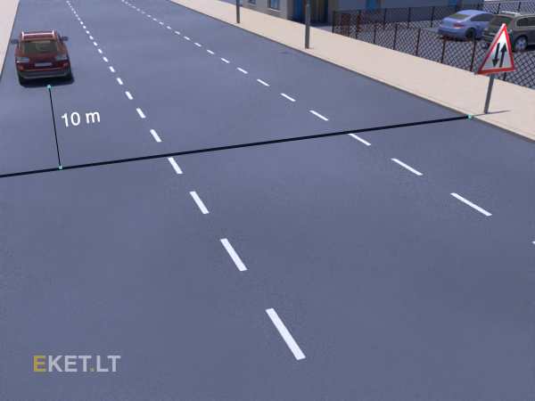 <p>Stop at the sidewalk in a built-up area as shown in the situation:</p>