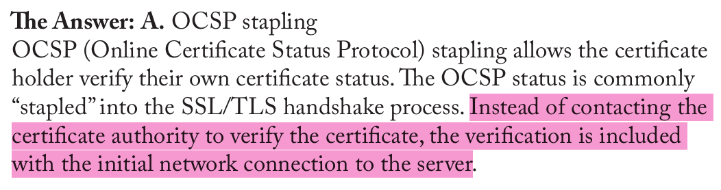 <p>OCSP stapling </p>