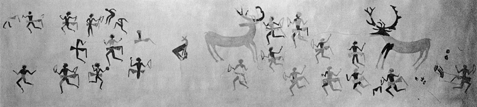 <p>How was the hunting scene rock art (Levant/Spain) created, and what does it represent? (Neolithic)</p>