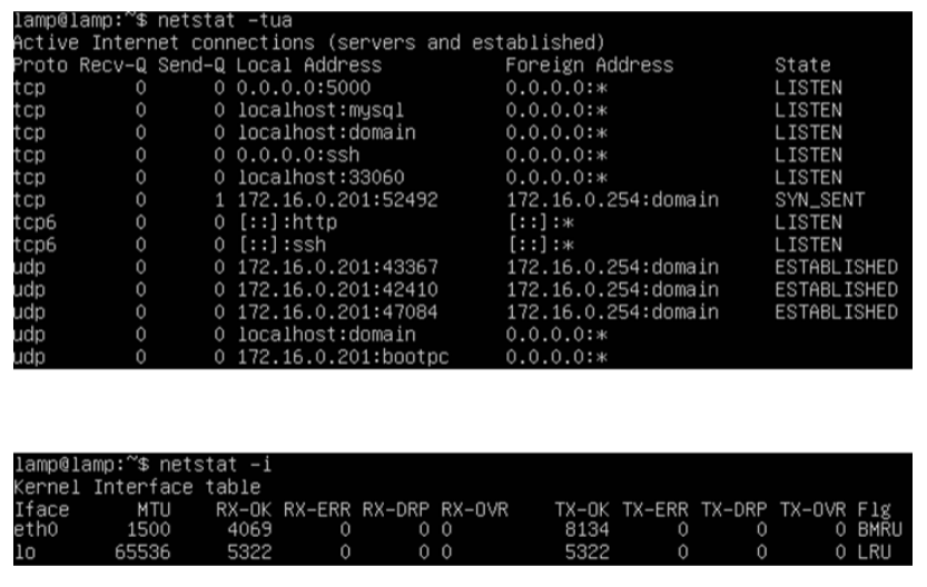<ul><li><p>means “network statistics”</p></li><li><p>Report local port status</p><ul><li><p>TCP vs. UDP</p><ul><li><p>80% TCP if secure, like a bank</p></li><li><p>If it’s multimedia 80% UPD, like video games and videos bc u need less security</p></li></ul></li><li><p>Local IP and port</p></li><li><p>Remote IP and port</p></li><li><p>State (Listening, Established,…)</p><ul><li><p>Listening: Open and waiting for someone to talk to me</p></li><li><p>Established: I’m actually talking to someone and working with someone!</p></li><li><p>If u get hit with virus, why are you <em>listening</em> on port 80 or 21 and 20? we’re not a web server of an ftp server!</p><ul><li><p>Established IS NO GOOD. THAT’S BAD they are IN YOUR HOUSE</p></li></ul></li></ul></li></ul></li><li><p>Options</p><ul><li><p>Skip name resolution, show process, report statistics, …</p></li><li><p>Windows vs. Linux syntax differences</p></li><li><p>iproute2 ss and nstat commands replace netstat</p></li></ul></li></ul>