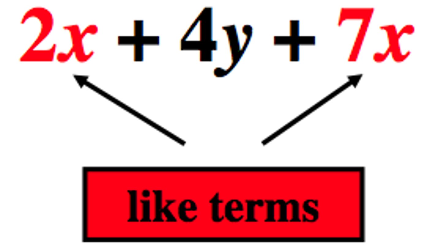 <p>Expressions that contain the same variables to the same power (exponent)</p>