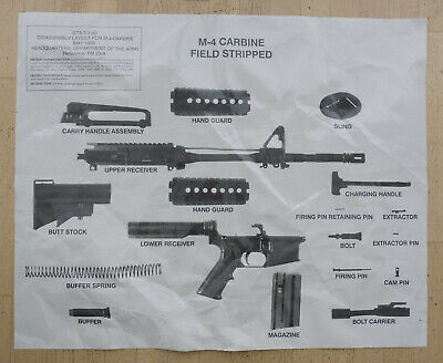 
 1. remove the sling
 2. remove handguards 
 3. push the take-down pin
 4. separate the upper and lower receivers
 5. remove the carrying handle IF applicable
 6. pull back the charging handle
 7. remove the bolt carrier and bolt
 8. remove the charging handle
 9. disassemble the bolt carrier
10. remove the firing pin retaining the pin
11. push in bolt assembly to the locked position
12. drop the firing pin out of the rear of the bolt carrier
13. remove the bolt cam pin by turning it 1/4 of a turn and lifting it out
14. lift out the extractor and spring
15. remove buffer and buffer spring in the butt stock
16. Press in buffer depress retainer and release buffer
17. remove buffer and action spring
18. remove butt stock
19. extend butt stock
20. separate but stock from lower receiver extension
21. grasp lock lever in the area of the retaining nut
22. pull downward
23. slide buttstock to the rear