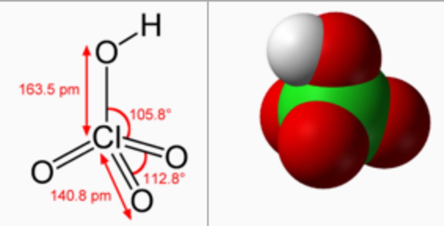<p>HClO4 is a strong acid. It is made of the perchlorate ion and hydrogen.</p>