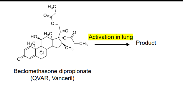 <p>What is the Product of this drug that’s activated in the lungs? </p>