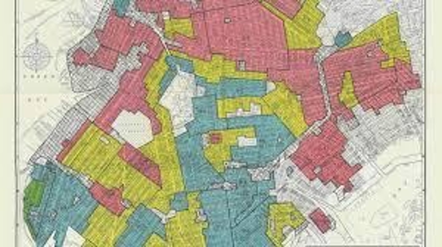 <p>Discriminatory practice denying loans based on neighborhood demographics.</p>