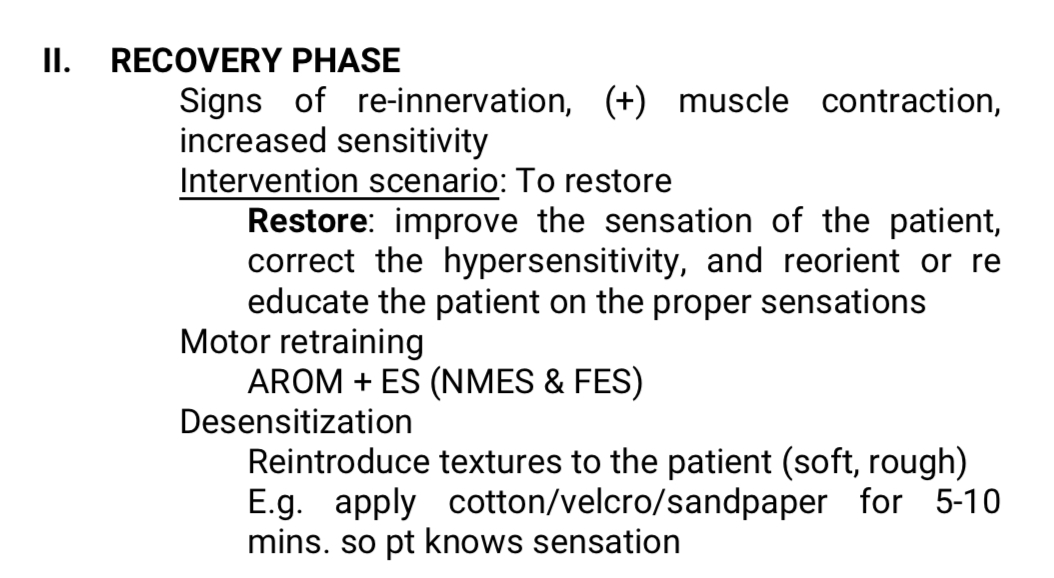 <p><strong>PNI: RECOVERY PHASE</strong></p>