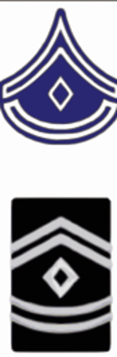 <p>2 Chevrons, 2 Rockers, 1 Diamond</p>