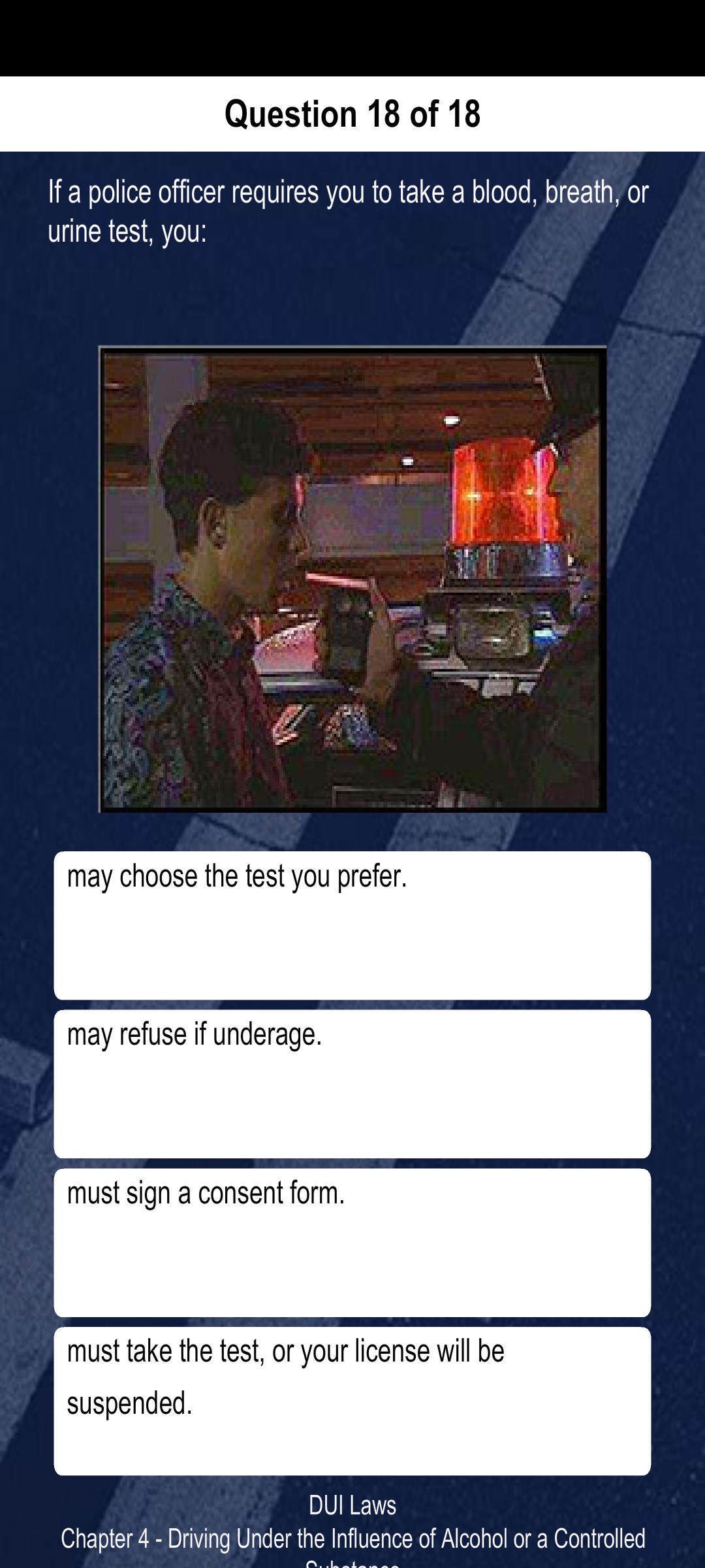 <p>Take, or license suspension </p>