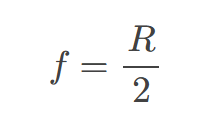 <p><span><span>half the radius of curvature.The distance from the lens to the image formed by the lens. </span></span></p>