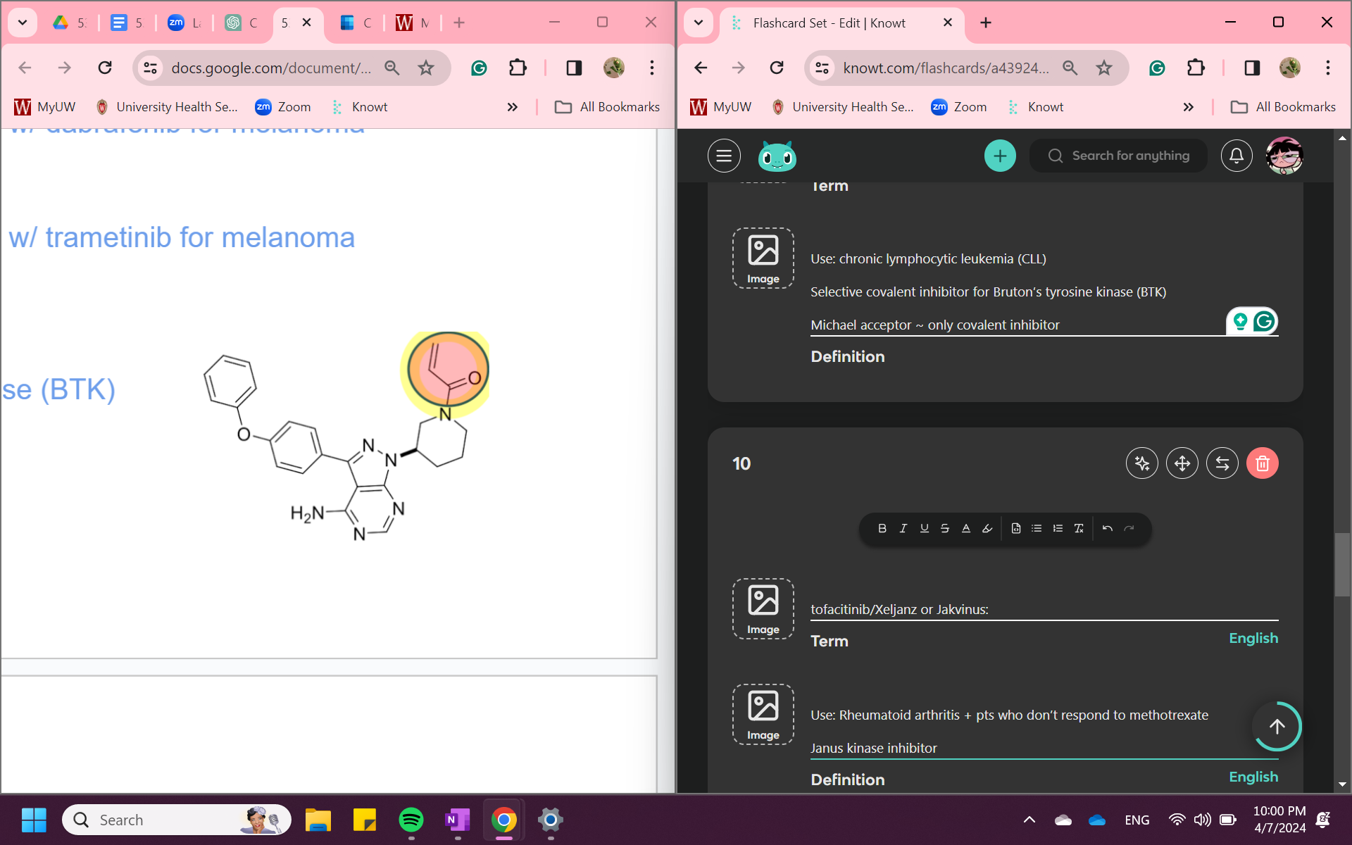 <p>Use: Rheumatoid arthritis + pts who don’t respond to methotrexate</p><p>Janus kinase inhibitor </p>