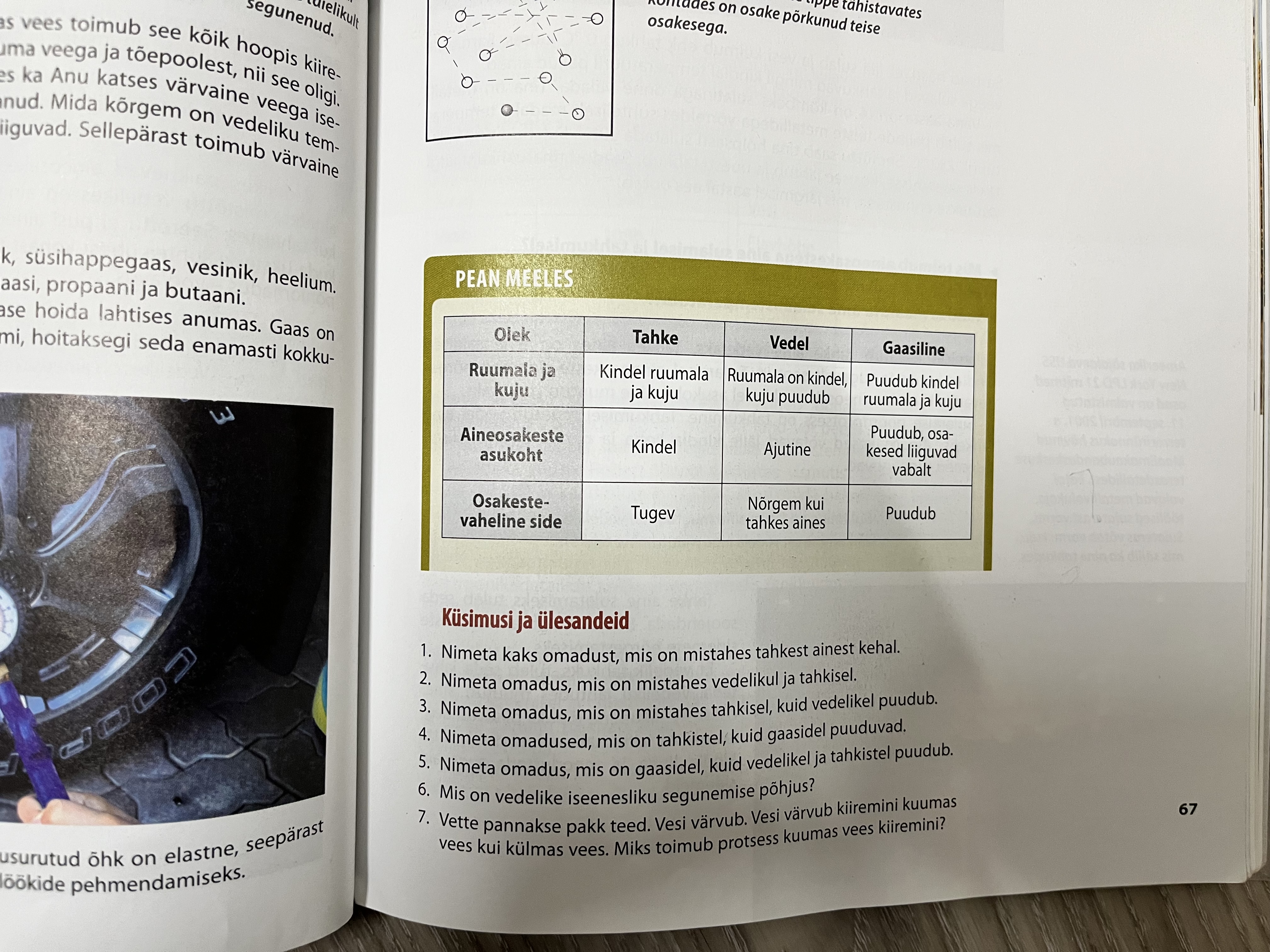 <p>Ruumala ja kuju</p><p>Aineosakeste asukoht</p><p>Osakestevaheline side</p>