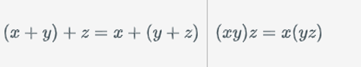 <p>Only applies when the operators are all addition, or are all multiplication. Rearranging the parentheses in an expression will not change the expression's value.</p>