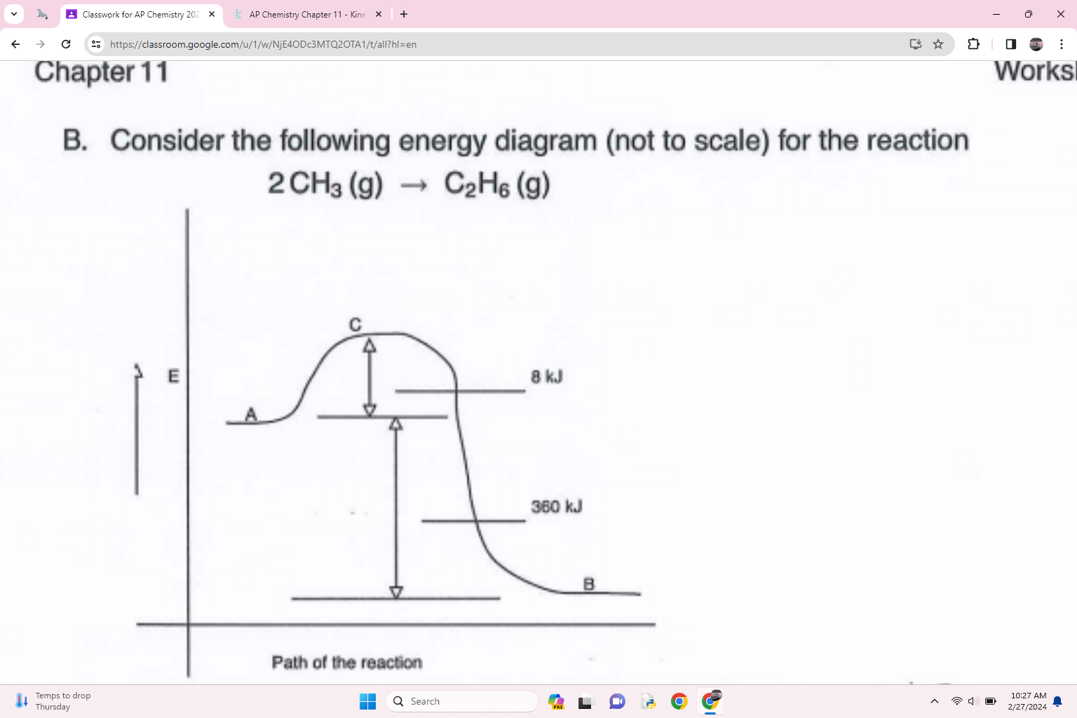 <p>What is the activation energy for the reverse reaction</p>
