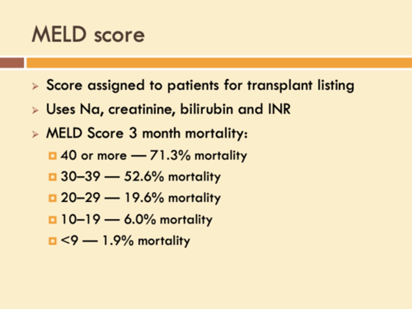 <p>Model for End stage Liver Disease (MELD)</p>