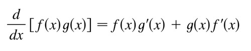 (f*g)'(x) =
f(x)*g'(x) + g(x)*f'(x)