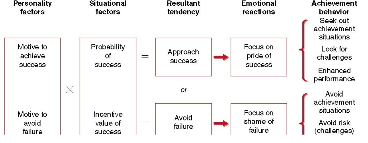 * High achievers select tasks with a 50% chance of success
* Low achievers select tasks with a very high or very low chance of success.
