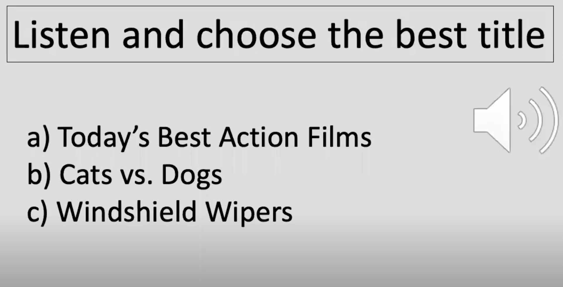 <p><span style="color: inherit;"><mark data-color="#dce8b6" style="background-color: rgb(220, 232, 182); color: inherit;"><span>You </span></mark><strong><mark data-color="#dce8b6" style="background-color: rgb(220, 232, 182); color: inherit;"><span>set the context by </span></mark></strong></span><strong><mark data-color="#dce8b6" style="background-color: rgb(220, 232, 182); color: inherit;">using</mark></strong><span style="color: inherit;"><strong><mark data-color="#dce8b6" style="background-color: rgb(220, 232, 182); color: inherit;"><span> a task </span></mark></strong><mark data-color="#dce8b6" style="background-color: rgb(220, 232, 182); color: inherit;"><span>(eg: Gist Task = choose the best title).</span></mark></span></p><p>.</p><p>Ss will listen to the audio and choose the title that best fits with the overall theme (Gist Task).</p><p></p><p></p>