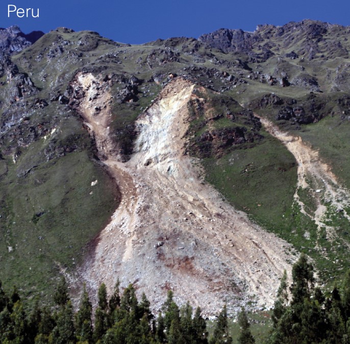 <ul><li><p>sudden movement of rock and debris down a non-vertical slope</p></li></ul>