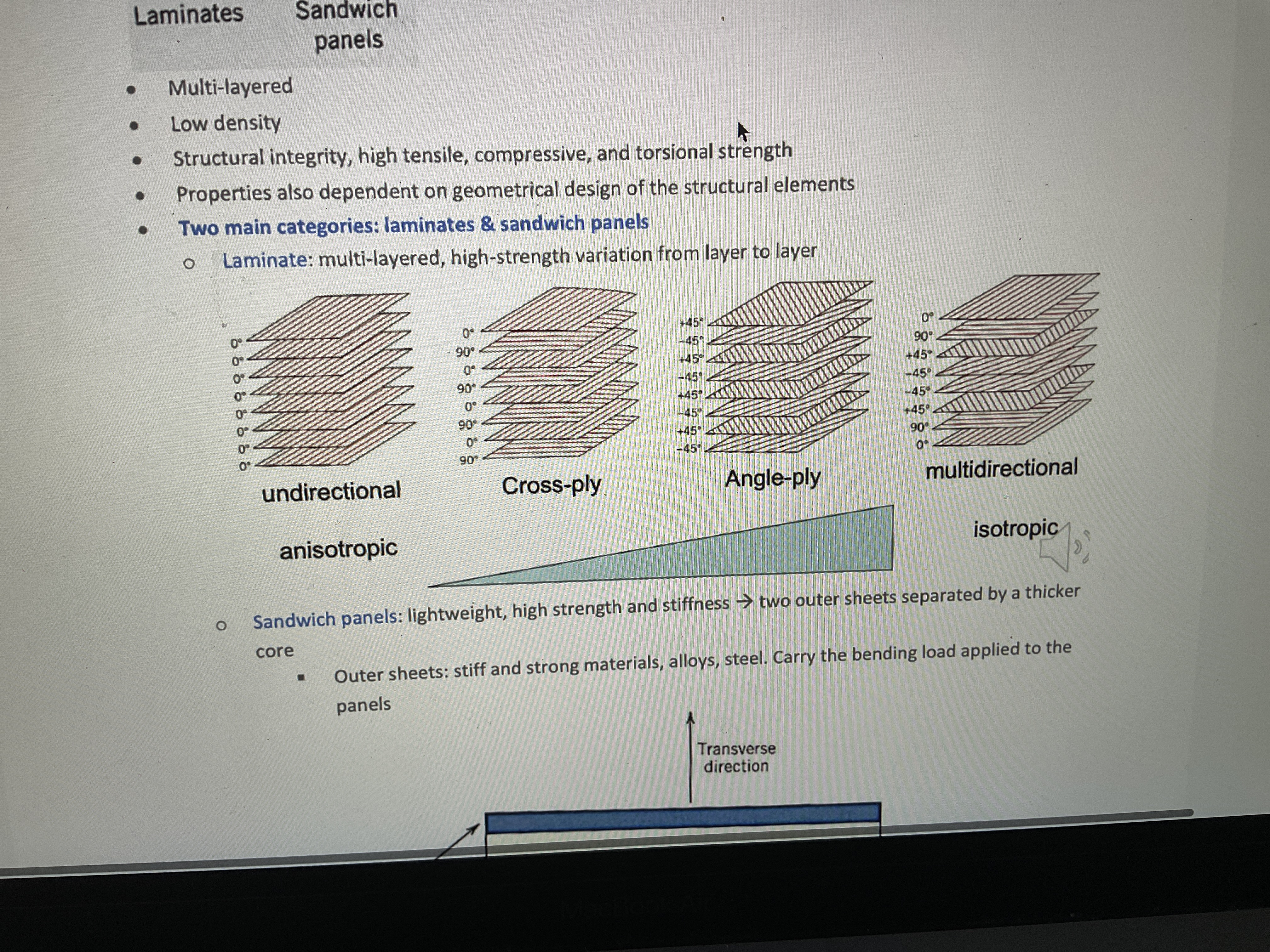 <p>Multi layered, high strength variation from layer to layer </p>