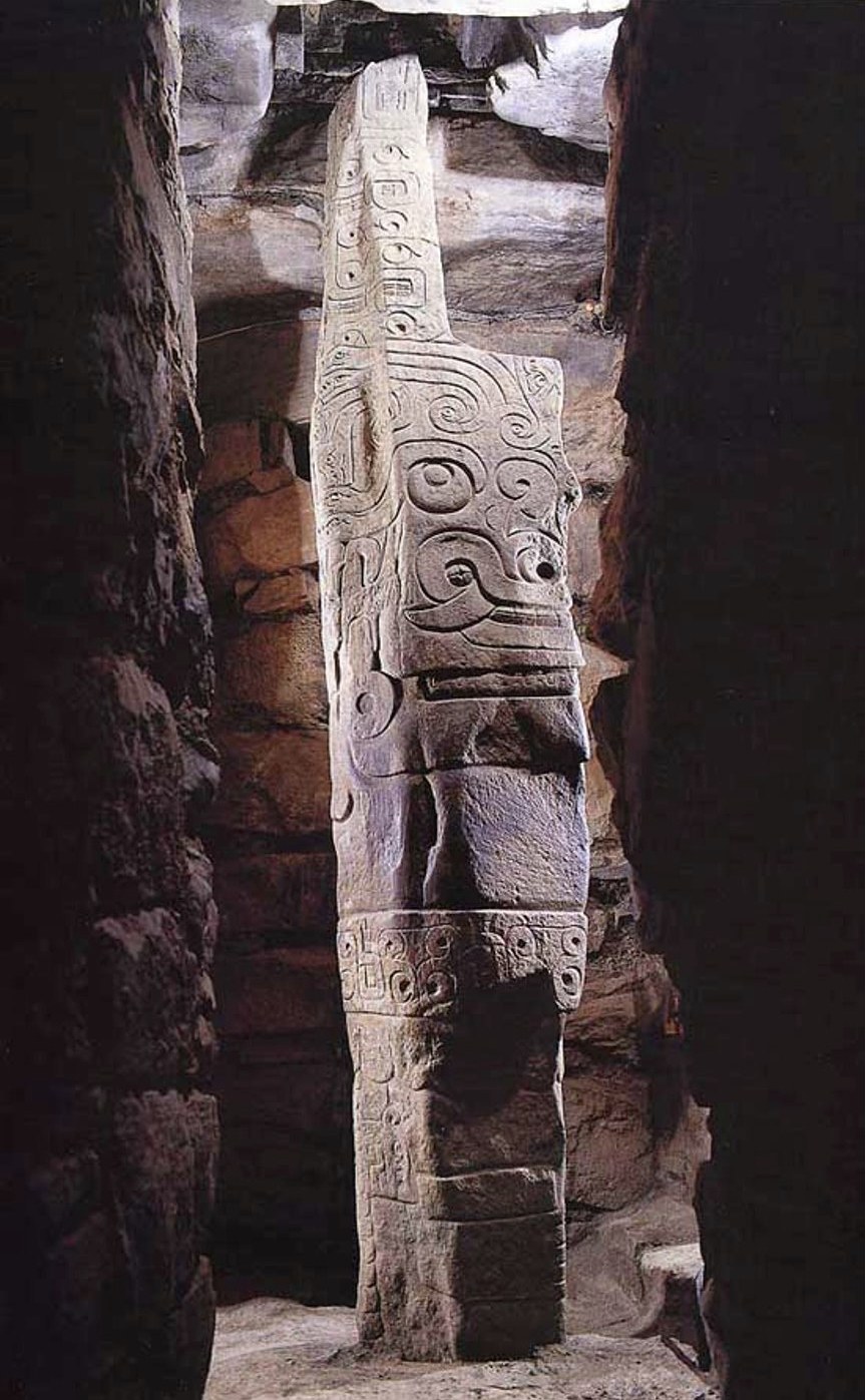 <p>chavin de huantar, northern highlands peru, 900-200 BCE, granite</p>