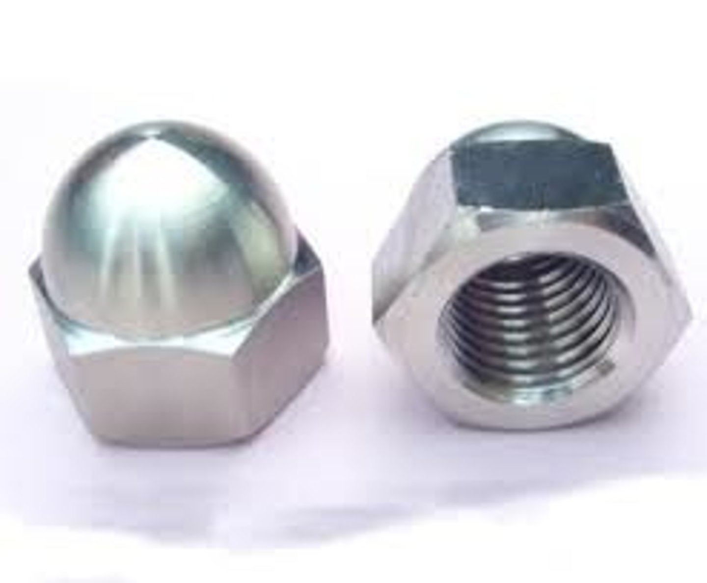<p>Nuts that cover the exposed threaded end of bolts. Protects from corrosion and prevents people from getting cut by sharp threads</p>