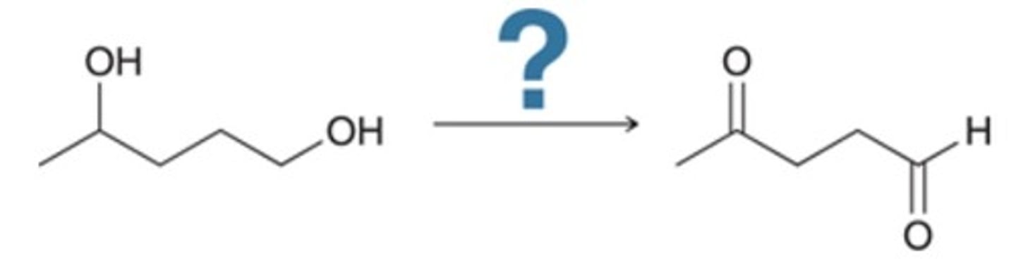 <p>Of the following, which are the best reagents to perform the given transformation?</p><p>Na2Cr2O7, H2SO4, H2O</p><p>CrO3, H3O+, acetone</p><p>PCC, CH2Cl2</p><p>KMnO4, NaOH, cold</p>