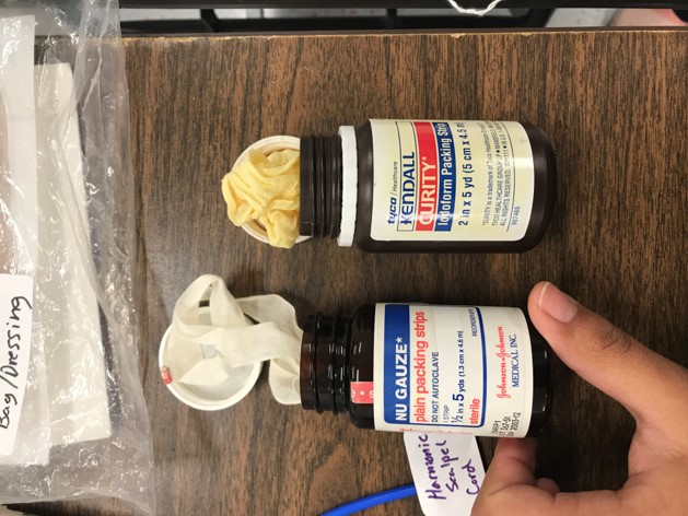 <p>Cotton gauze strips that are used for packing or as drainage conduits in wound care management applications, such as nasal or sinus packing, boils, abscesses, fistulas, and other draining or tunneling wounds. Iodoform gauze contains 5% iodoform (an antiseptic agent) and is stained yellow in color</p>