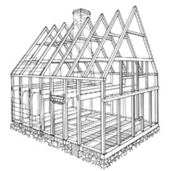 <p>each plane of columns, beams, rafters, and braces that is laid out on the floor and raised to position.</p><p>(pg. 151)</p>