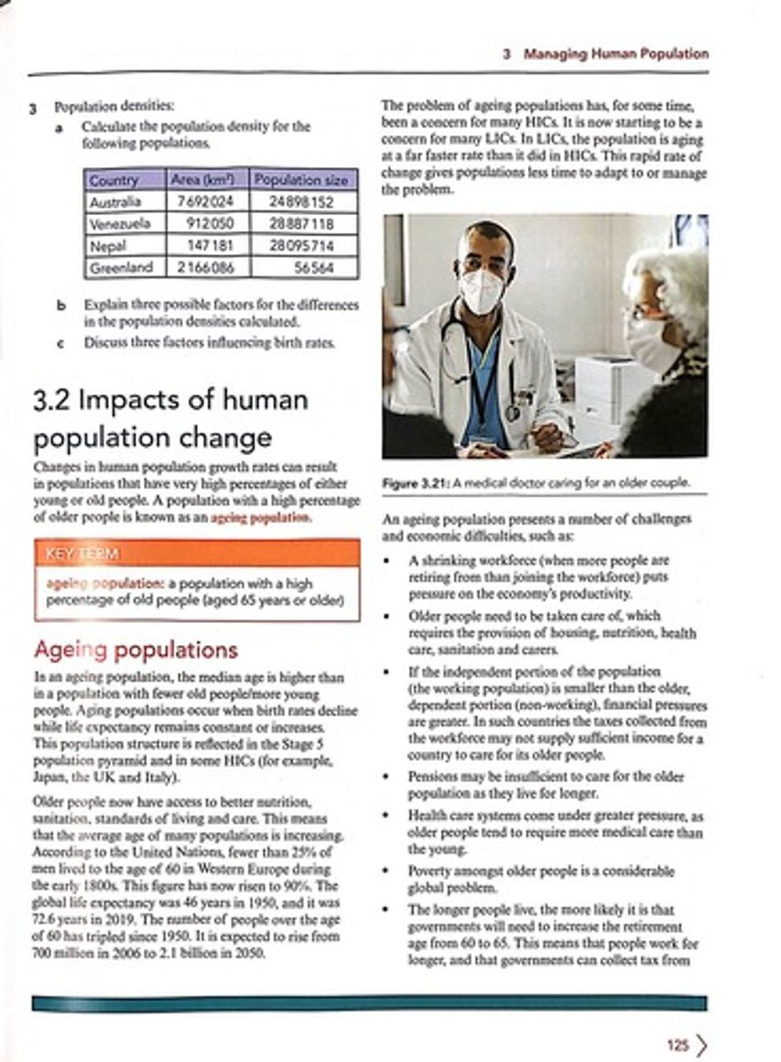 <p>Economic difficulties such as a shrinking workforce, increased healthcare needs, and insufficient pensions for older individuals.</p>