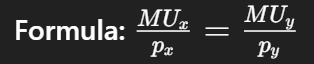 <p>Marginal utility per dollar is equal across goods.</p>
