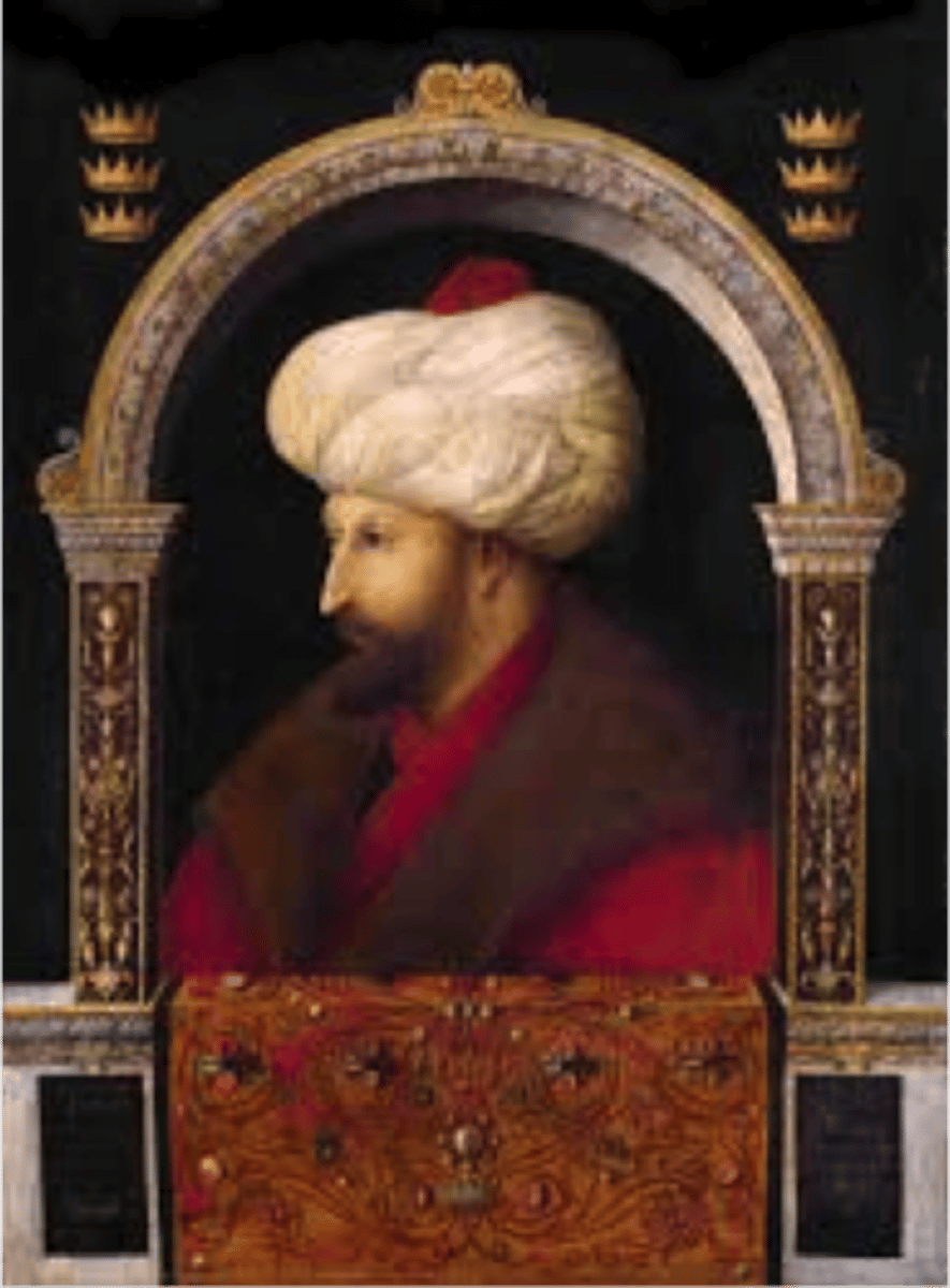 <p>Ottoman sultan called the "Conqueror"; responsible for conquest of Constantinople in 1453; destroyed what remained of Byzantine Empire.</p>