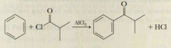 <p>ketone + HCl</p><p>e.g. phenylethanone</p>