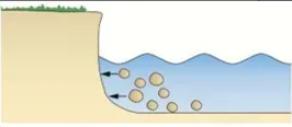 <p>waves pick up rocks from the seabed and smash them against the coast, wearing it away</p>