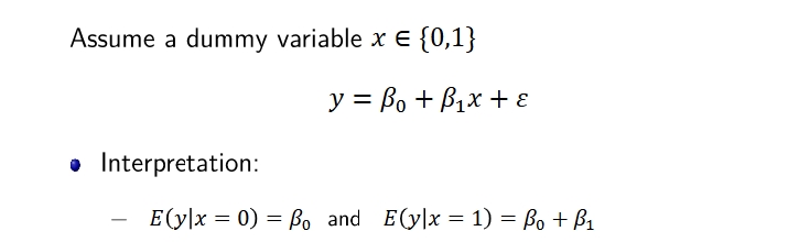 <p>how do you interpret dummy variables? </p>