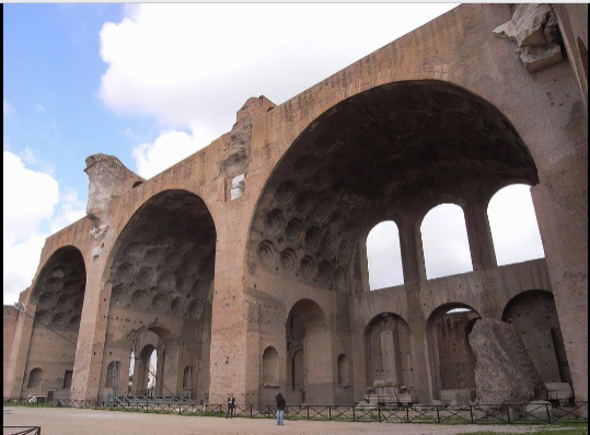 <p><span>Basilica of Maxentius, begun in 306 by Maxentiu</span></p>