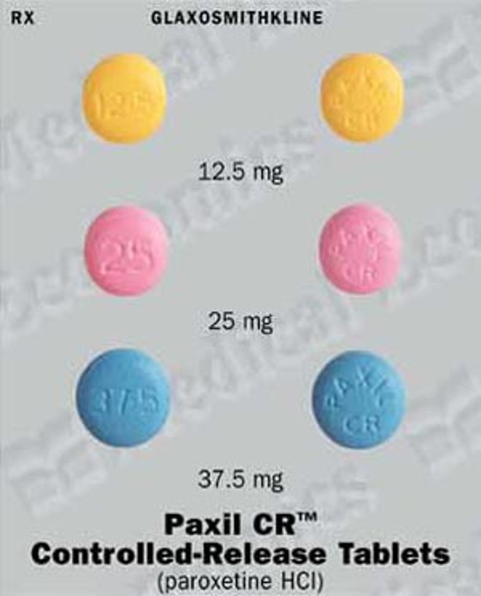 <p>Paroxetine</p><p>SSRI </p><p>Depression</p>