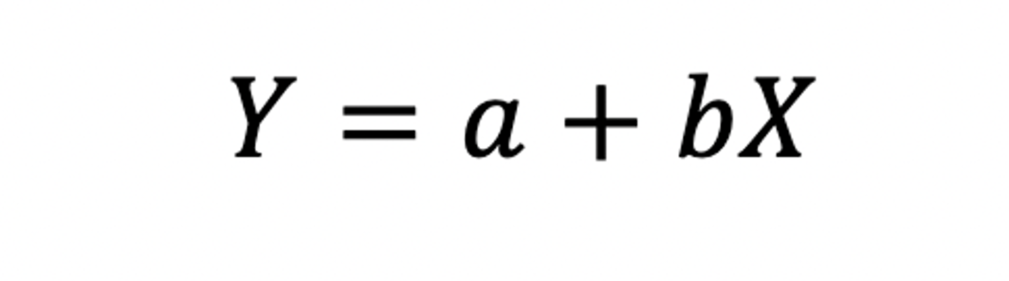 <p>• a = y-intercept, b is the slope</p>