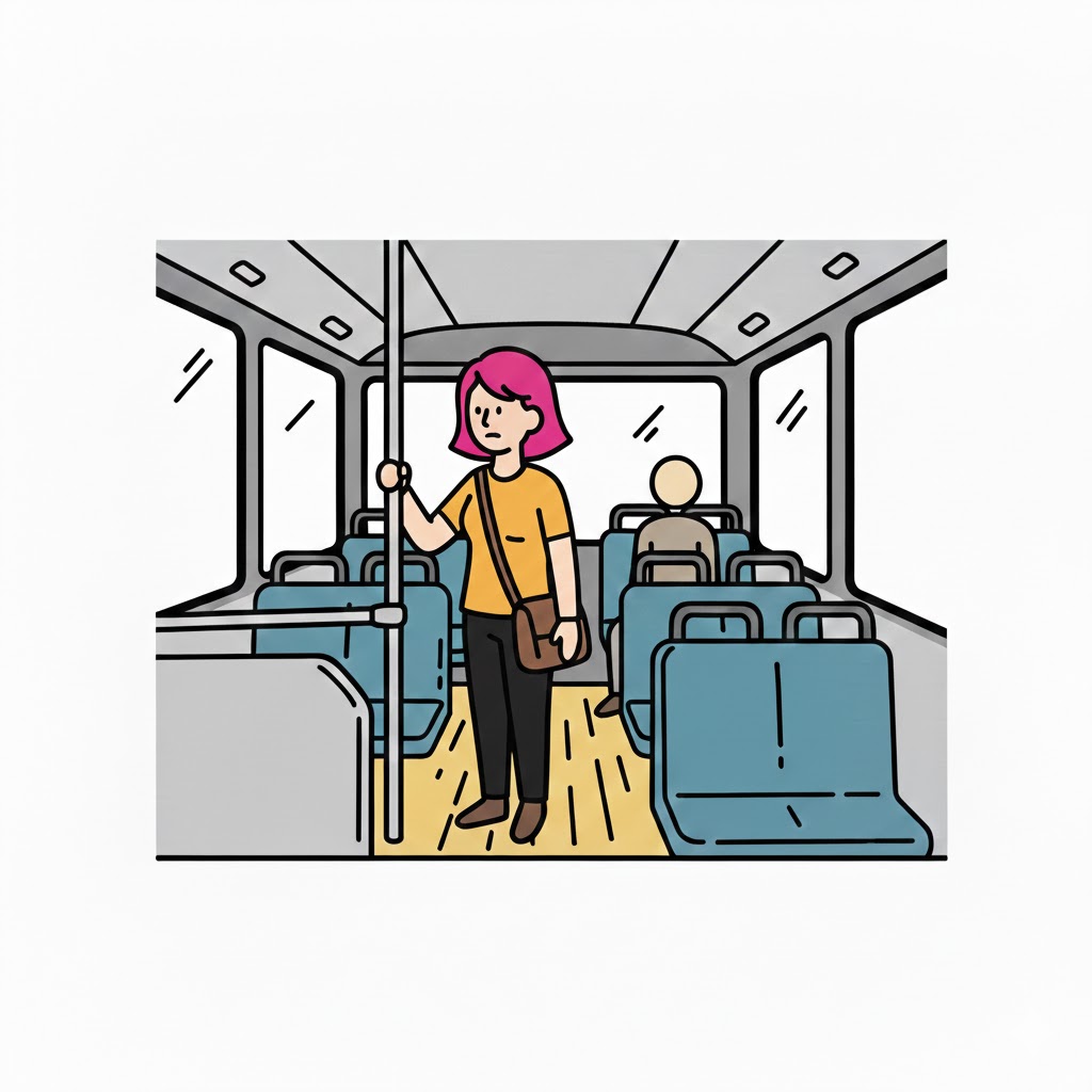 <p>estar no ônibus</p>